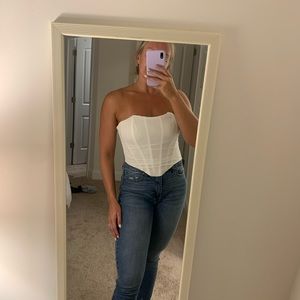 White corset strapless crop top